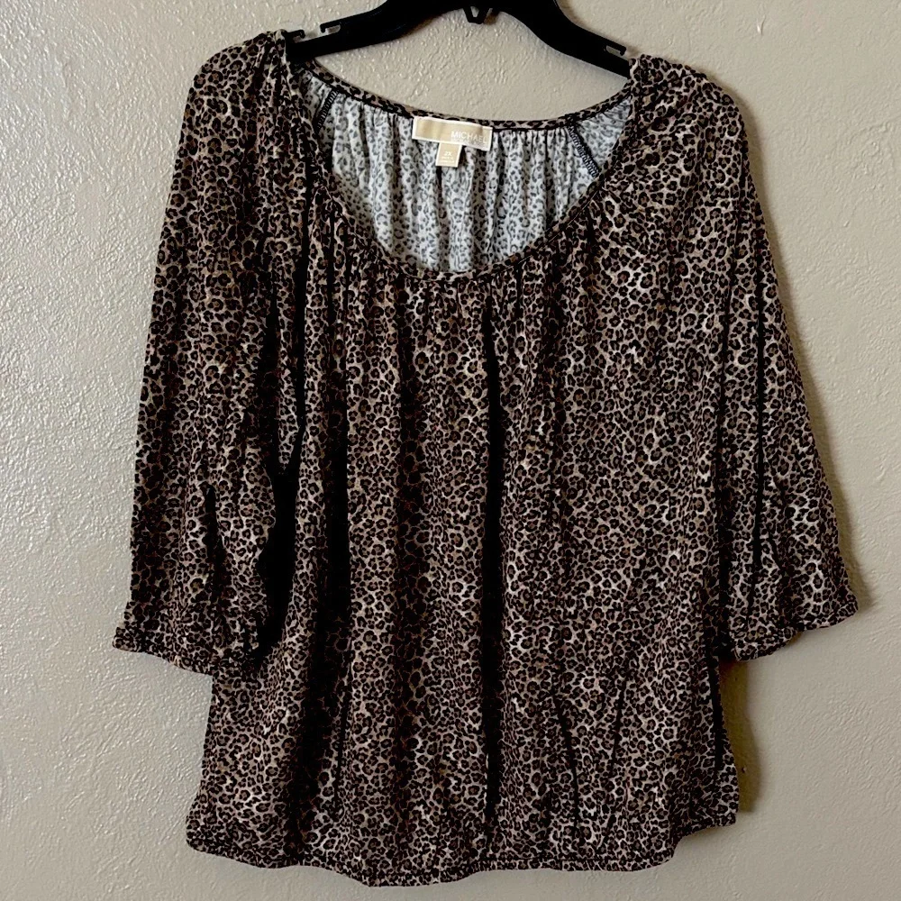 Michael Kors Women’s Plus Size Animal Print Leopard Top, 2X